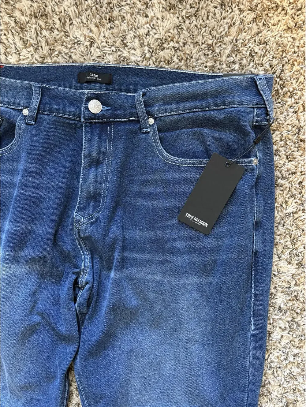 True Religion Geno Relaxed Slim Flap Jeans Men’s Size 36x32 Harmonious Wash NWT